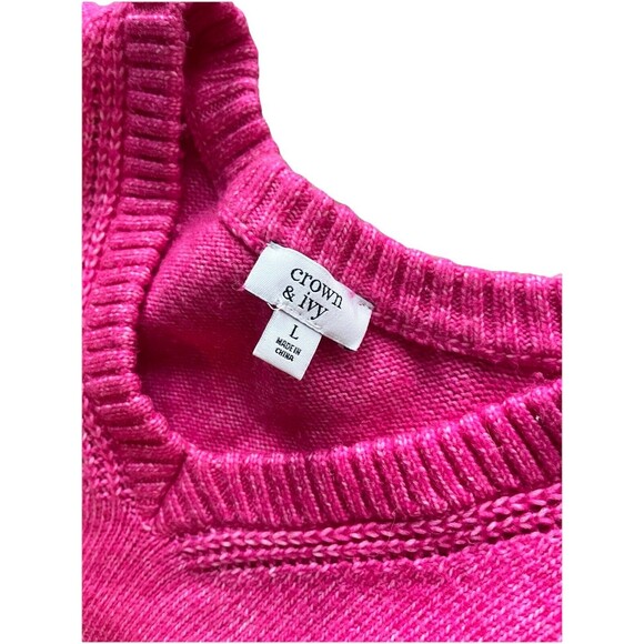 Crown and Ivy Pink Pearl Sweater Long Sleeve Womens Large Cotton Blend - Picture 4 of 4